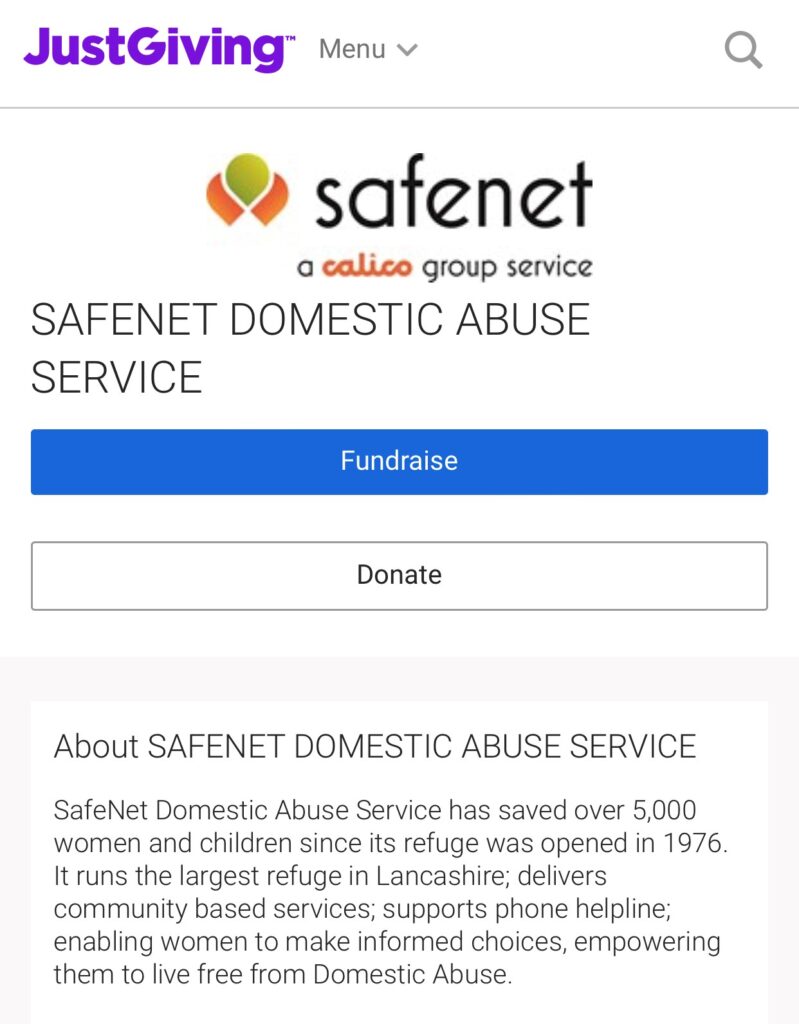 justgiving page safenet